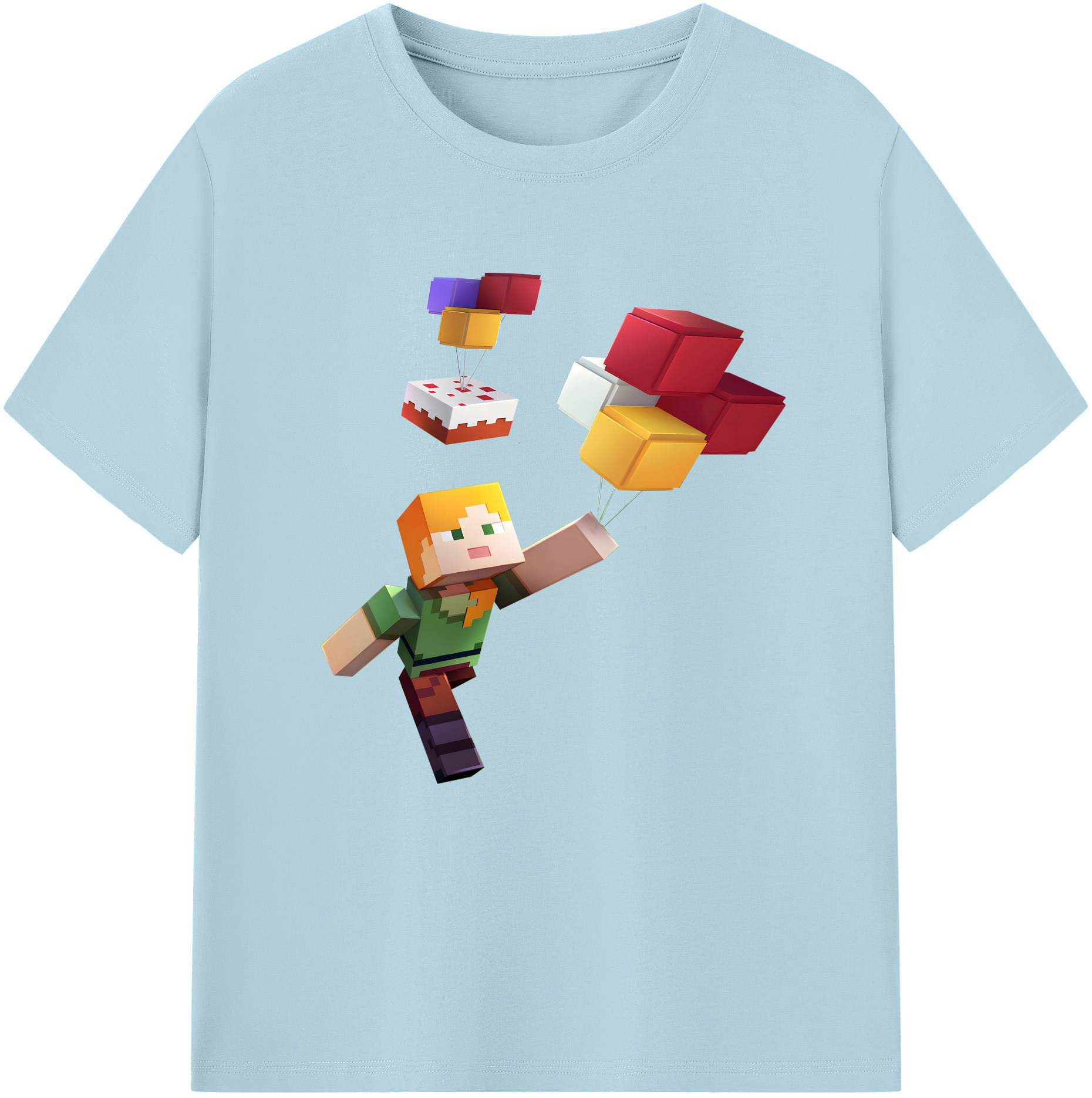 （画像用） マインクラフト ブロックの世界 Minecraft MC Block world 綿100％半袖Tシャツ（フロントプリント）